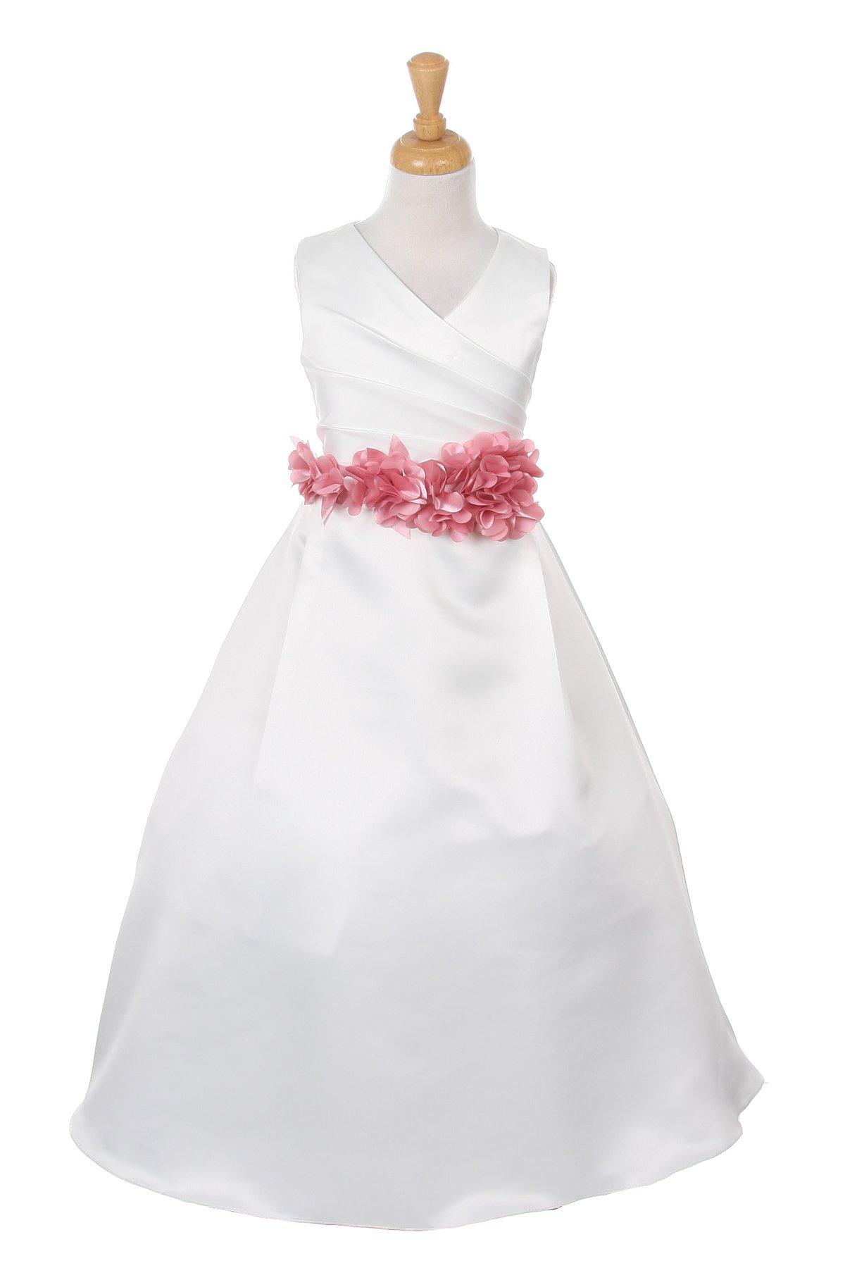 ivory dress with rose flower sash